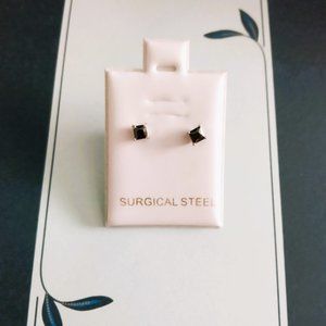 Black Crystal Surgical Steel Stud Earrings